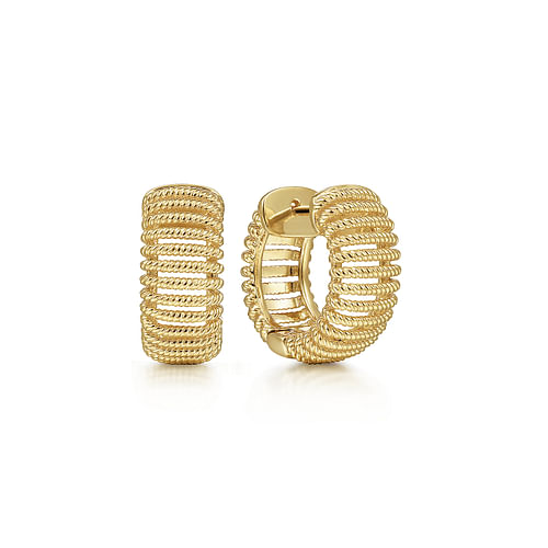 15mm Wide Open Gold Huggie Earrings