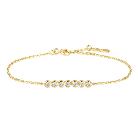 Gold Tone Bezel Set Bracelet