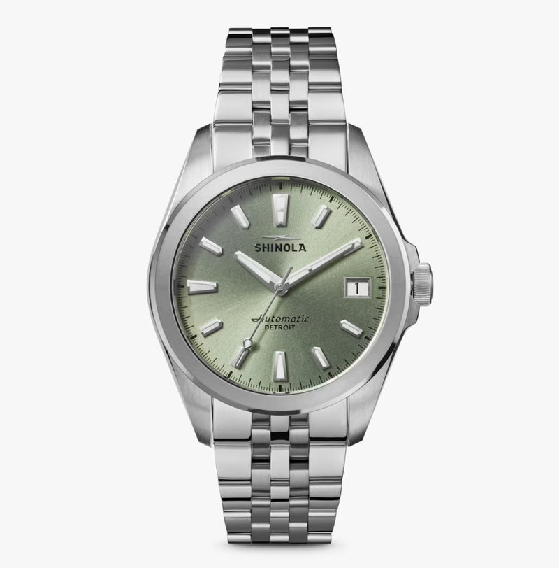 Circadian Monster Watch With Eucalyptus Green Dial & Silver Bracelet 36mm