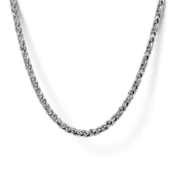 14K White Gold Wheat Chain Necklace 22-Inch