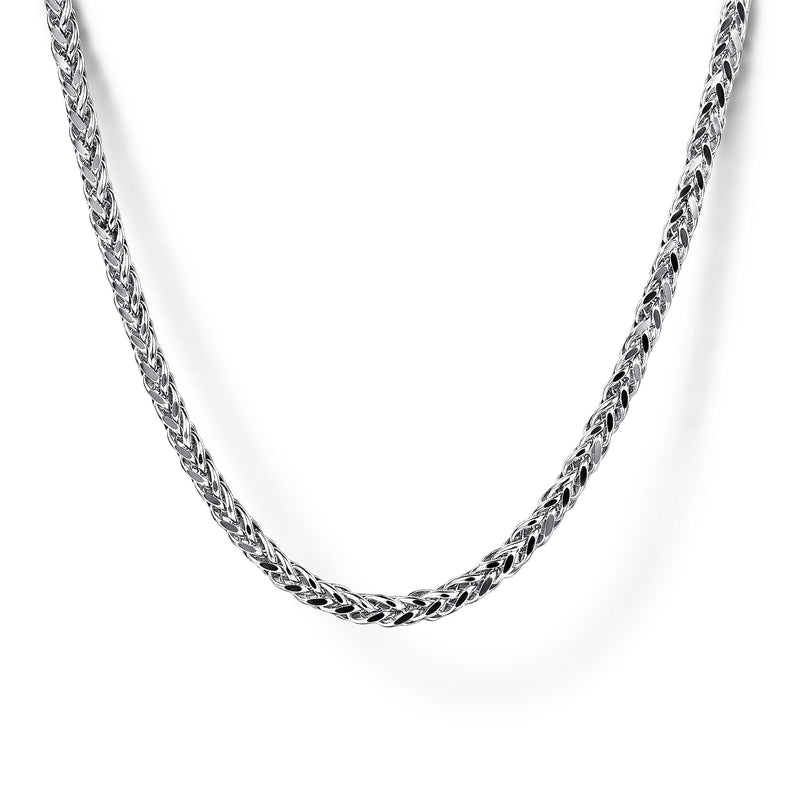 14K White Gold Wheat Chain Necklace 22-Inch