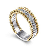 Three Row Diamond and Bujukan Beaded Ring