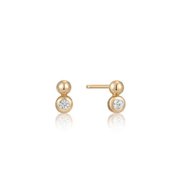 Gold Plated Orb Sparkle Stud Earrings