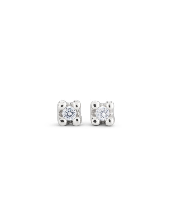 UnoDe50 Silver Earrings with Clear Stone