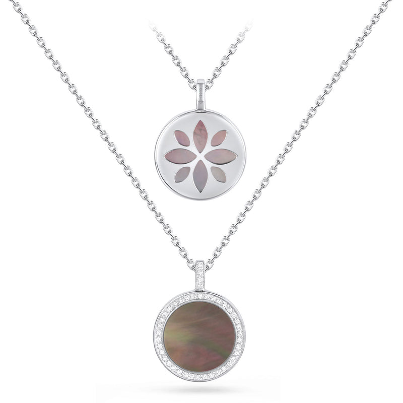 Black Mother Of Pearl And Diamond Necklace