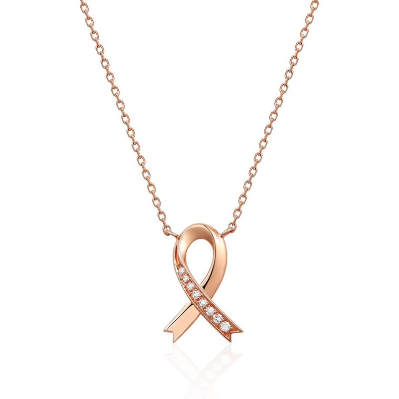 Diamond Breast Cancer Ribbon Pendant