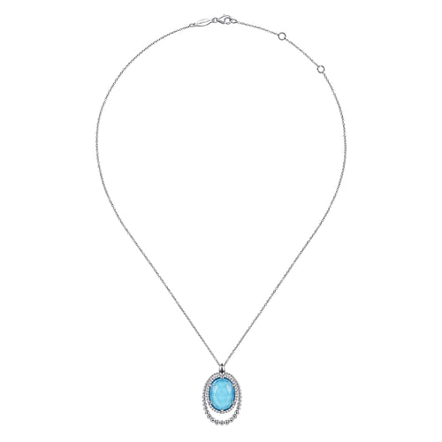 White Sapphire and Turquoise Pendant Necklace