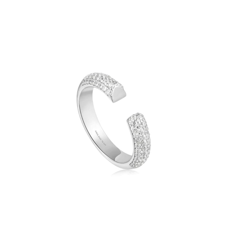 Sterling Silver - Silver Pave Adjustable Ring