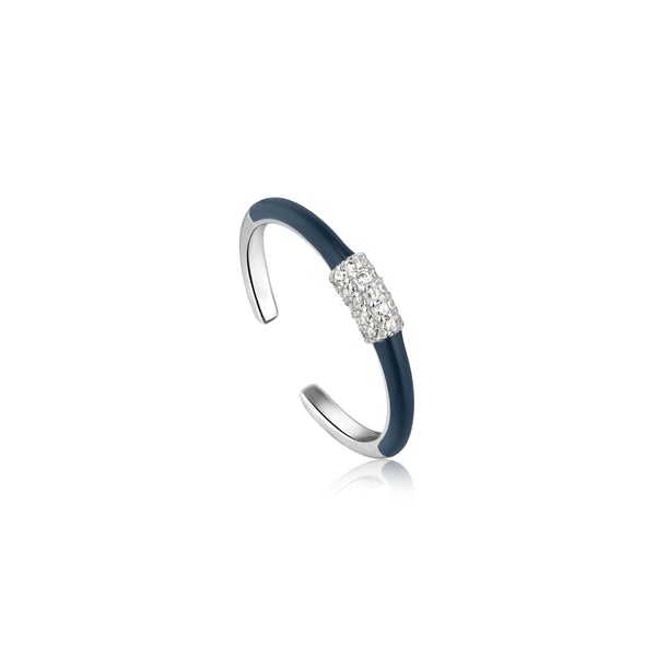 Navy Blue Enamel Adjustable Ring