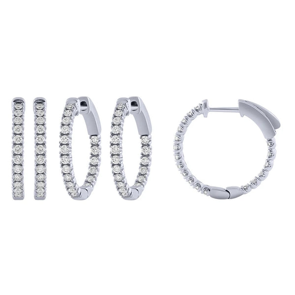 14K Inside-Out Diamond Hoop Earrings 0.50Ctw