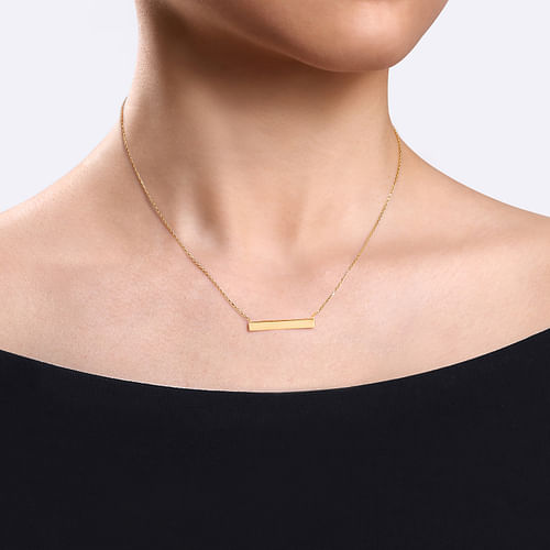 Gold Smooth Bar ID Necklace