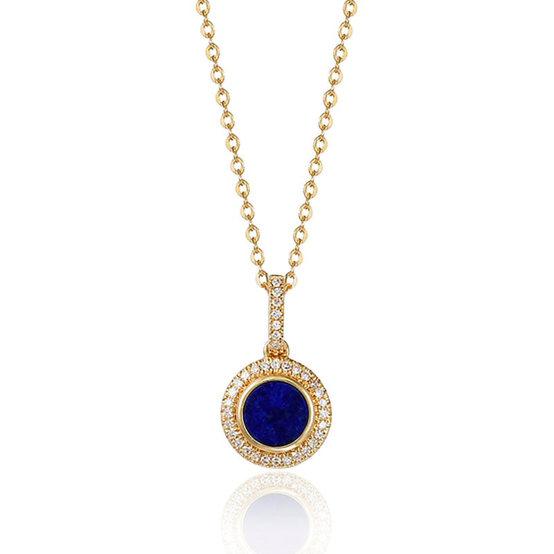 Lapis Lazuli And Diamond Halo Necklace