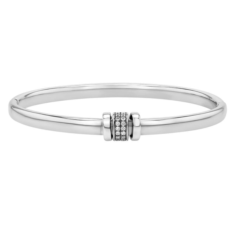 Bangle Bracelet with Diamond Stations