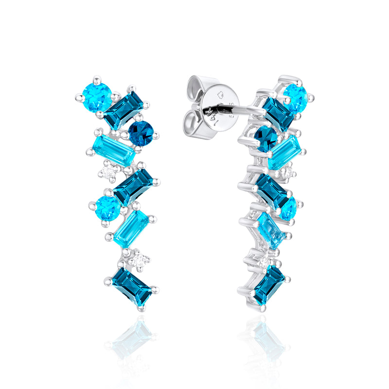 Blue Topaz And Diamond Earrings