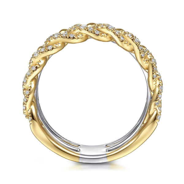 14K Two Toned Bujukan Diamond Easy Stackable Ring