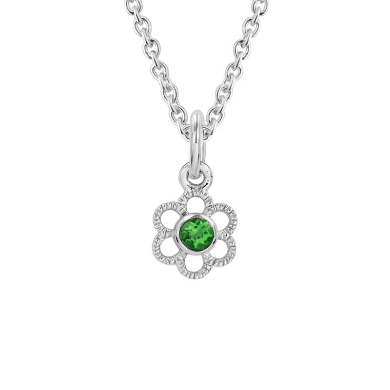 Created Emerald Flower Necklace