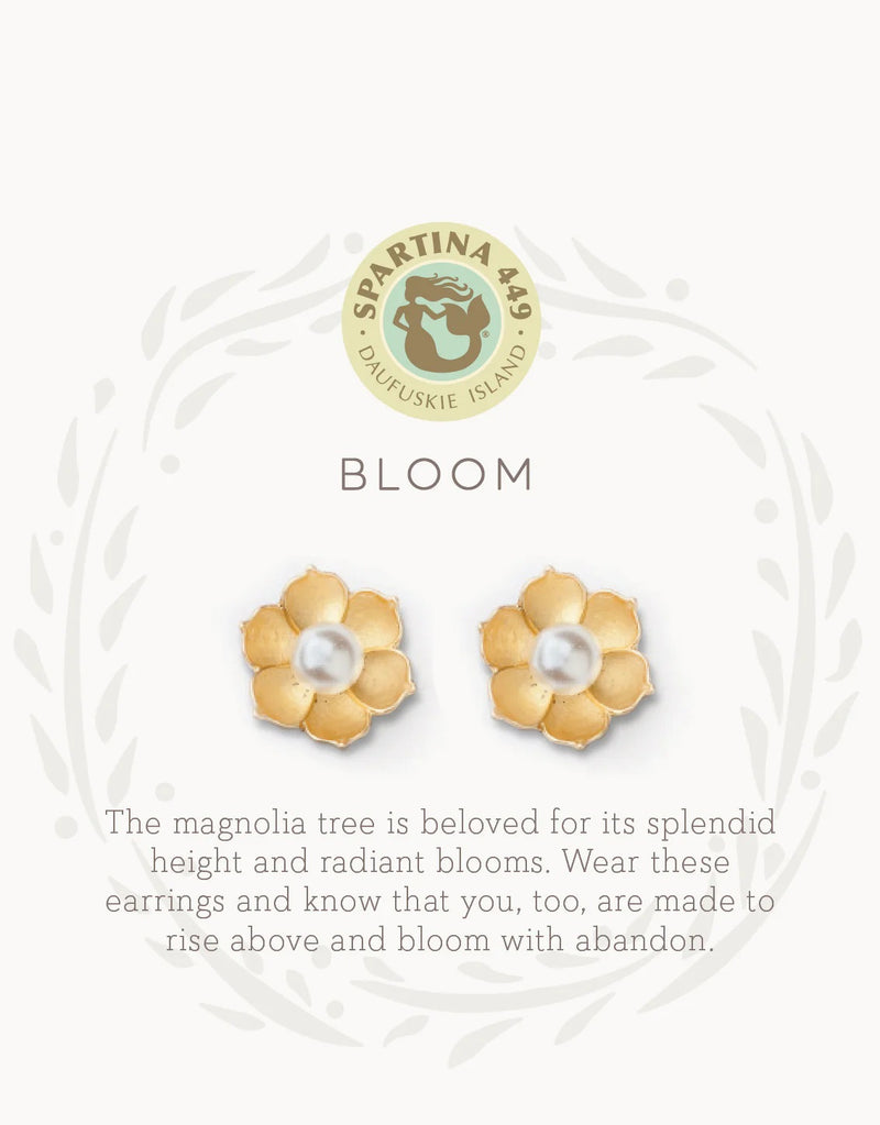 Spartina Sea La Vie Bloom/Magnolia Flower Stud Earrings