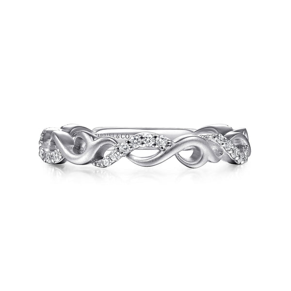 14K White Gold Twist Diamond Stackable Band