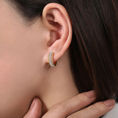 15mm Diamond Huggie Earrings