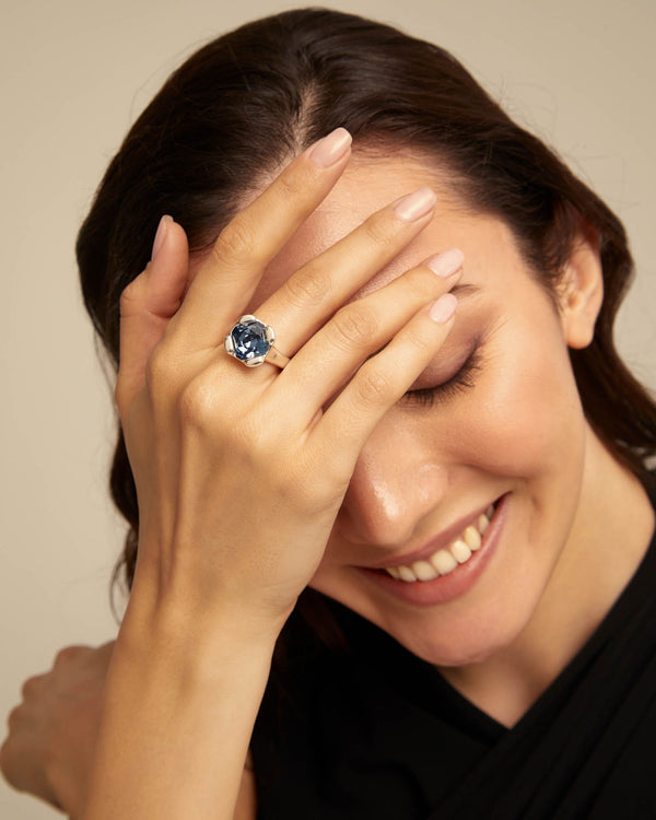 UNOde50 Blue Stone Solitaire Ring