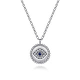 Sapphire and Diamond Evil Eye Pendant Necklace