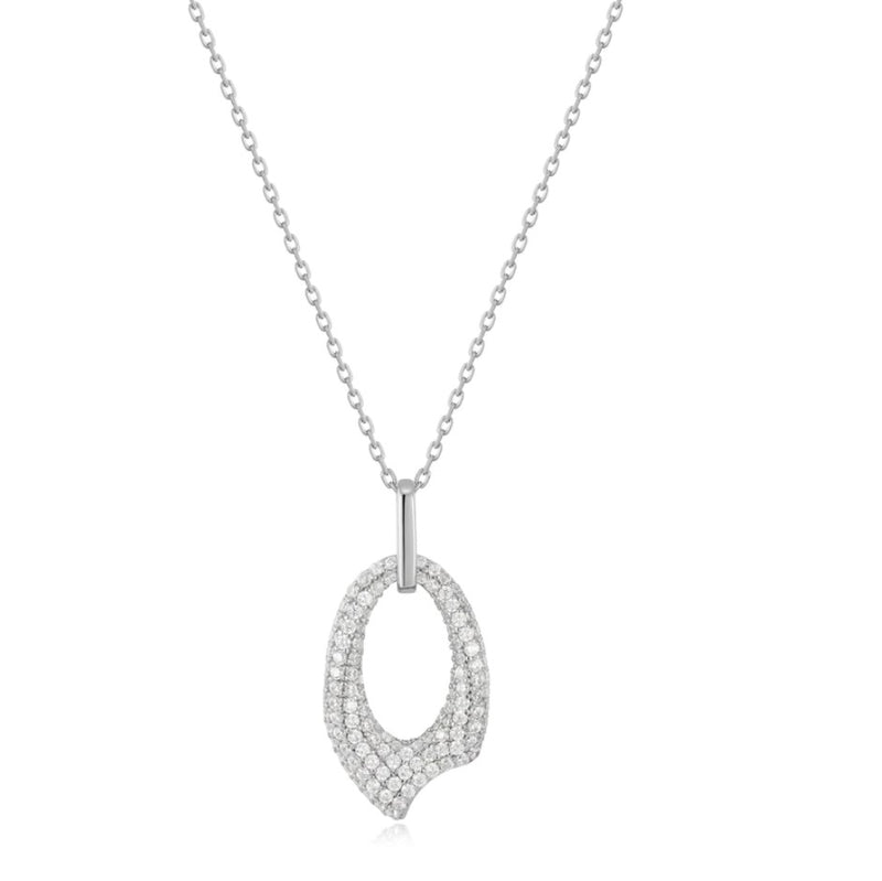 Sterling Silver - Silver Pave Arrow Pendant Necklace