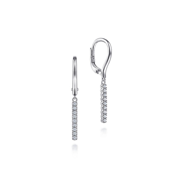 Diamond Bar Drop Leverback Earrings