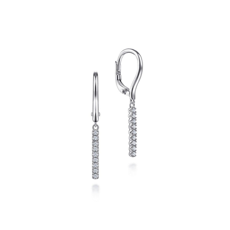 Diamond Bar Drop Leverback Earrings