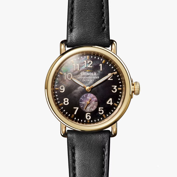 Runwell 41mm Mother Of Pearl Face with Black Leather Strap