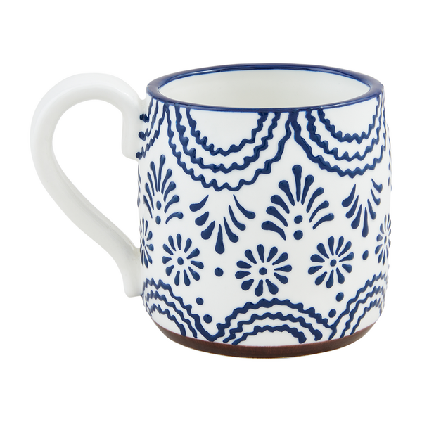 Mud Pie Wavy Line Blue Floral Mug - 15oz