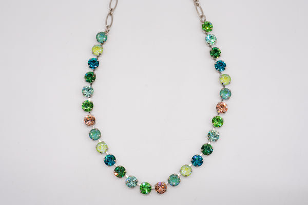 Mariana Silver Tone Necklace featuring Sun-Kissed Peridot, Chrysolite, and Blue Zircon Stones