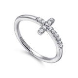 Sideways Diamond Cross Ring