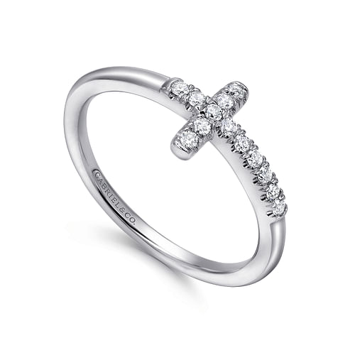 Sideways Diamond Cross Ring