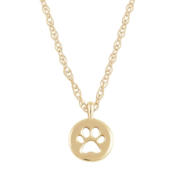 14K Dog Paw Print Pendant Necklace